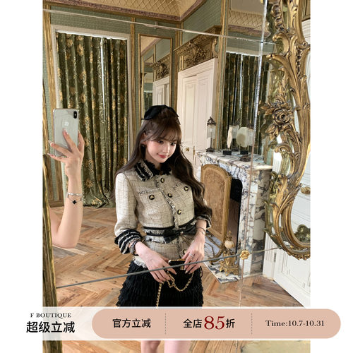 F boutique 金秋麦穗 4w+中古复刻绝版珍藏重工流苏蕾丝小香外套