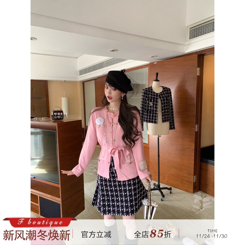 F boutique 25k高奢100%羊绒小香针织开衫