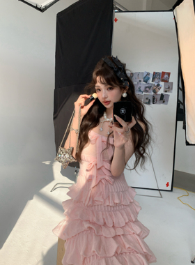 F boutique「香香针织裙」25k手工蝴蝶结绑带羊毛针织吊带连衣裙