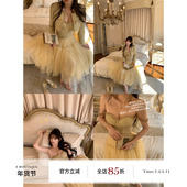 金色手缝花边抹胸套装 boutique 独家自线