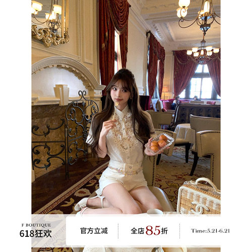 F boutique「科莫湖花园」美貌与实穿主义共存的极繁手工花朵衬衫
