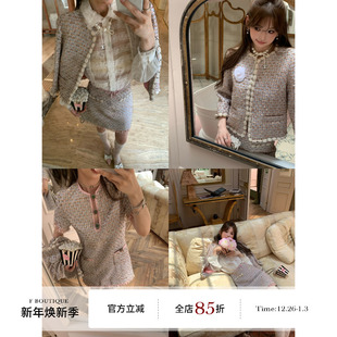 连衣裙 半裙 boutique「高奢重工」真丝手缝钻花边富家千金外套