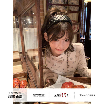 F boutique 25N滑雪系列蝴蝶结装饰纯棉印花高领+圆领长袖打底衫