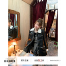 皮衣外套 重工定制蕾丝手工领爱心扣长款 boutique