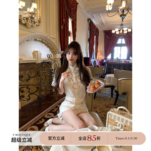 F boutique「科莫湖花园」美貌与实穿主义共存的极繁手工花朵衬衫