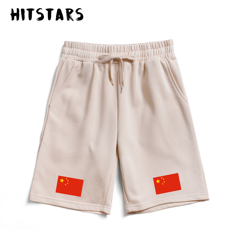 中国红旗小标纯棉短裤休闲裤男夏