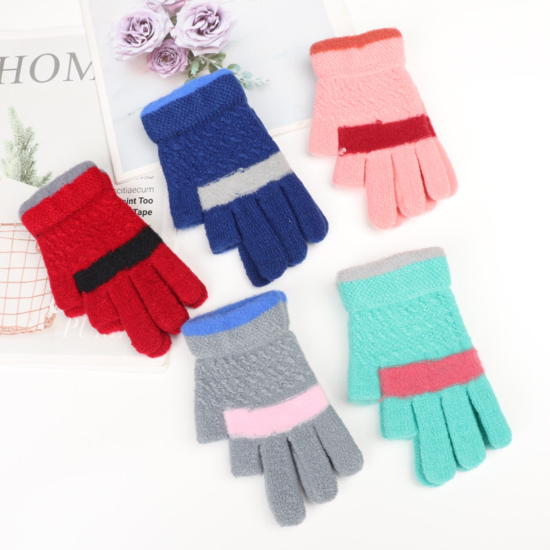 3双8.9儿童手套秋冬露二指保暖手套小学生写字手套户外男女童特价