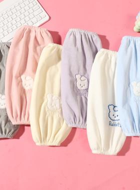 长款袖套秋冬季学生可爱绒布护袖头白色上班工作宽松防污套袖女款