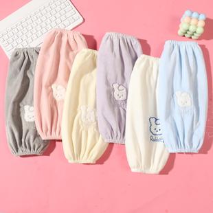 袖 女款 套秋冬季 头白色上班工作宽松防污套袖 学生可爱绒布护袖 长款