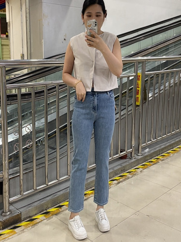MiniBrand 夏韩国2026年新款提臀显瘦百搭简约九十分直筒牛仔裤女