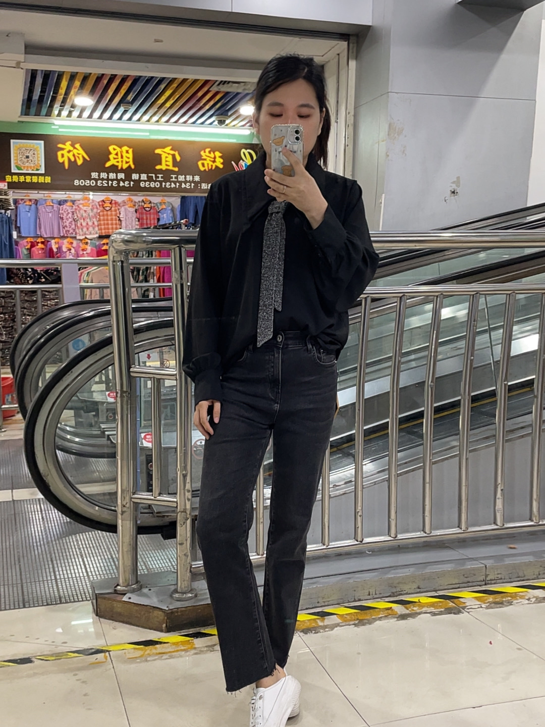 韩国 MiniBrand 秋冬高档烟灰黑毛边显瘦百搭简约九分直筒烟管裤