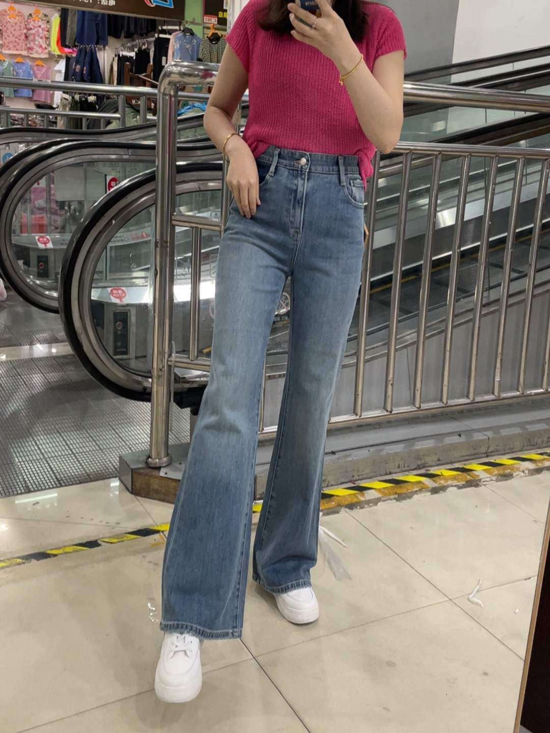 2025韩国 MiniBrand  夏爆款浅蓝色微喇牛仔裤显高遮肉显瘦百搭