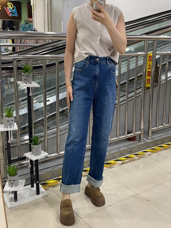 MiniBrand韩国2026年夏季新款高腰显瘦百搭简约宽松直筒牛仔裤女
