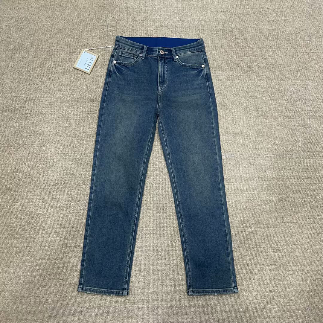 韩国正品MiniBrand 2025春夏新款怀旧蓝色修饰显瘦百搭遮肉直筒裤