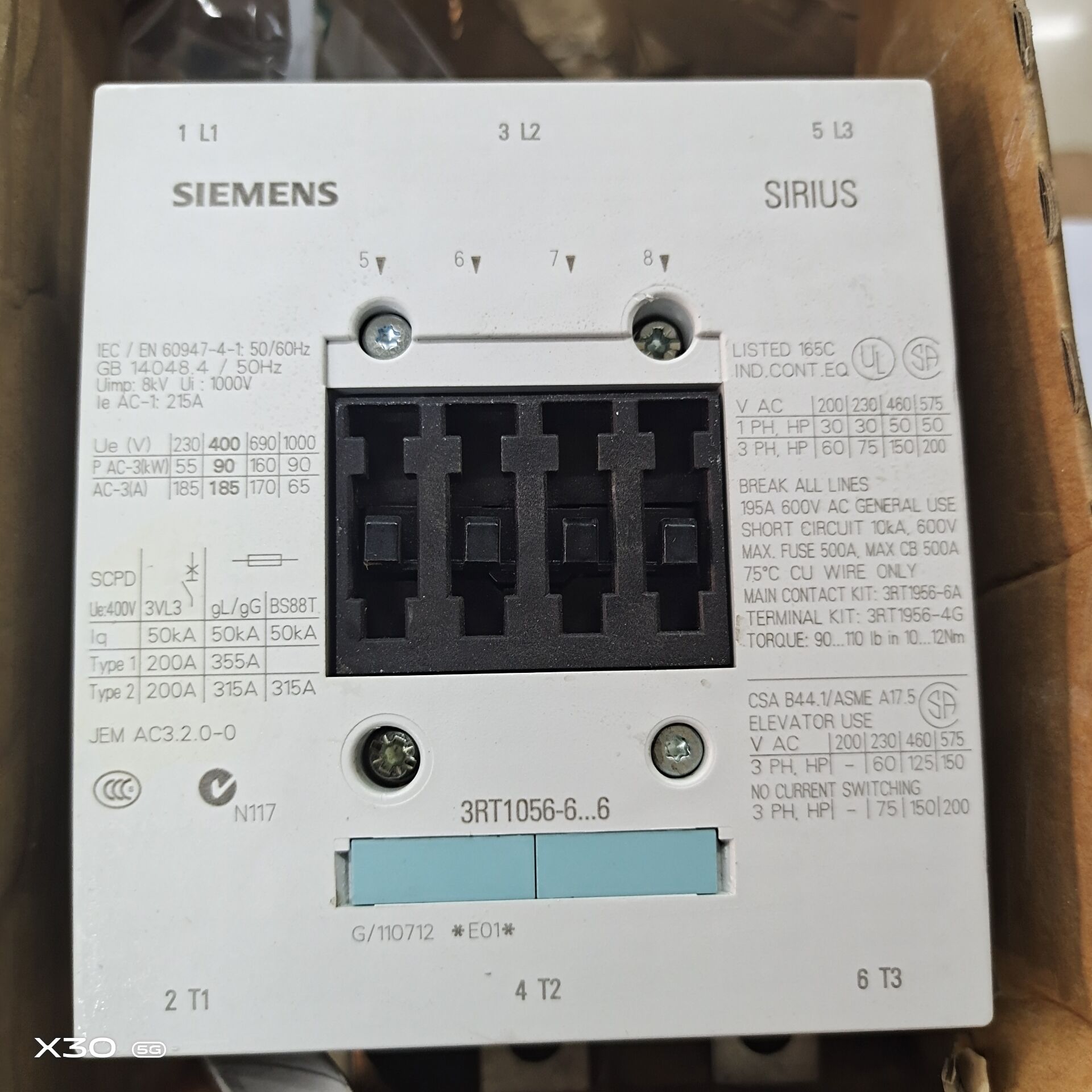 西门子原装交流接触器 RT1056-6AB36  3RT1056-66  23-26V询价