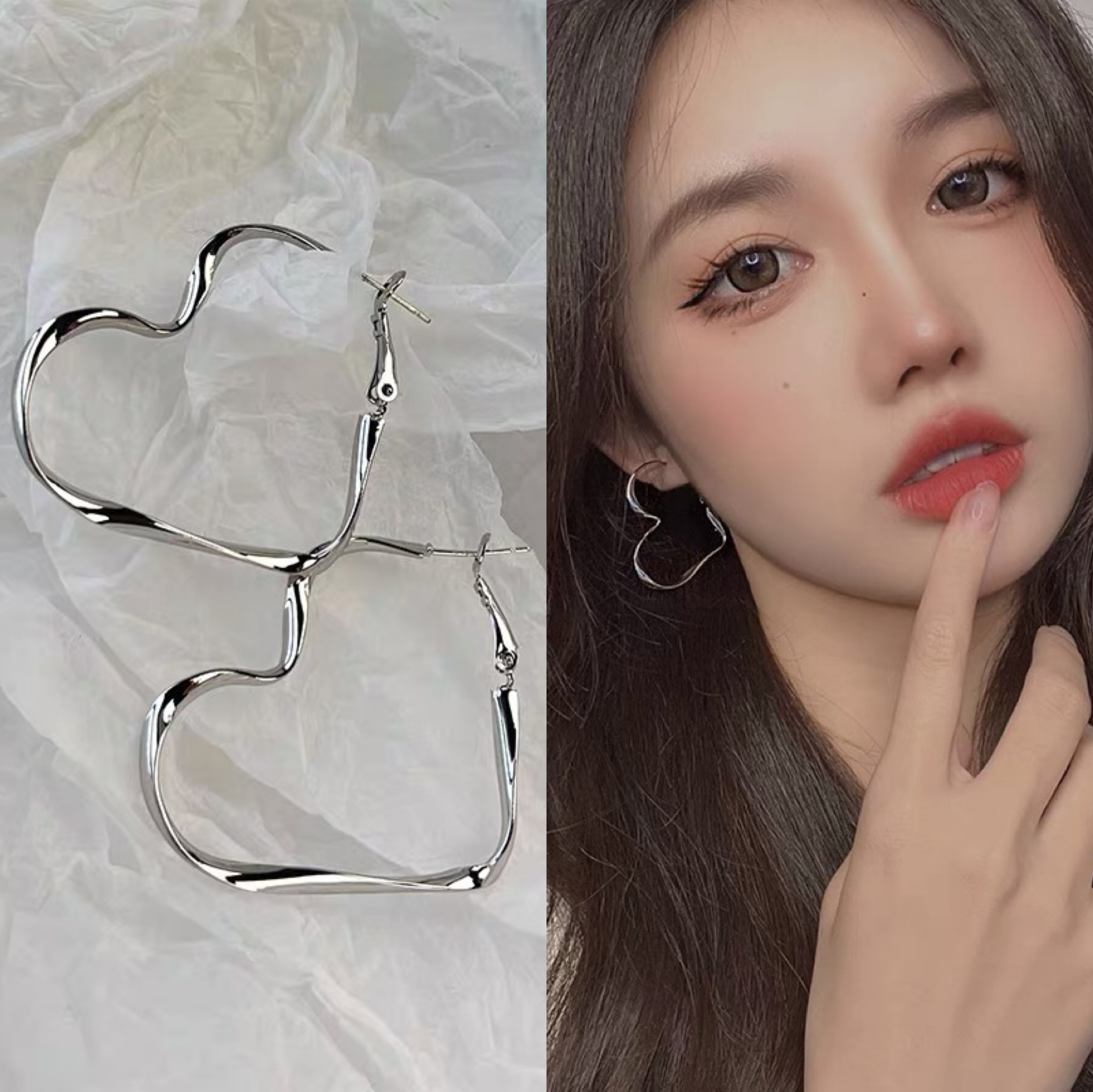 小众设计高级感女极简风爱心耳环
