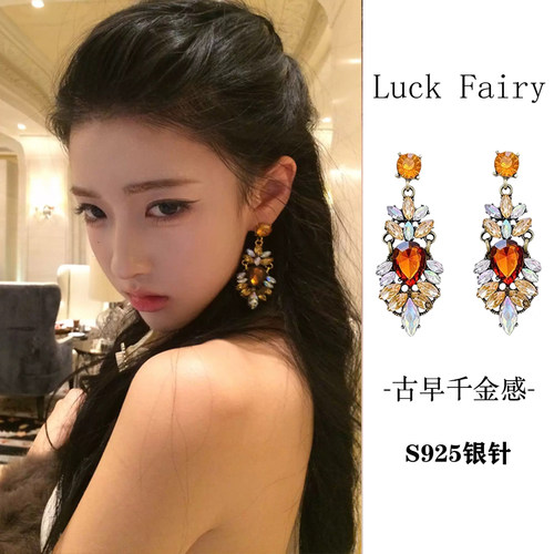 古早千金感重工水钻夸张耳环