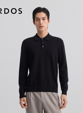 【精纺】ERDOS 翻领长袖羊绒衫秋冬POLO领双提厚款男针织衫