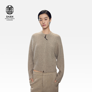25年秋冬新品 羊绒牦牛绒混女士开衫 ERDOS 圆领单畦外套 善系列