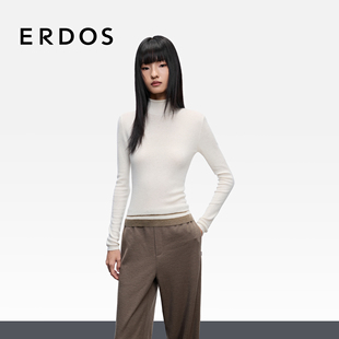 抽条女士内搭休闲针织衫 ERDOS 修身 25年秋冬新品 女士半高领针织衫