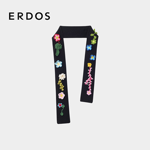 毛绒材质配饰 饰围巾2026年早春新品 ERDOS 多巴胺手钩花朵装