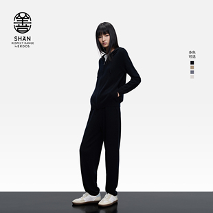 女装 ERDOS 纯羊绒休闲裤 25年秋冬新品 松紧腰运动裤 修身 善系列