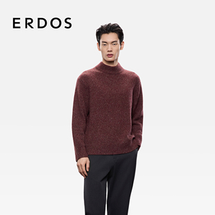 男装 百搭针织衫 丝绒混纺花纱针织衫 半高领时尚 25年秋冬新品 ERDOS