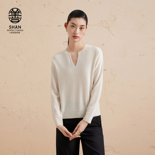 女秋纯羊绒柔软长袖 善系列圆领针织衫 ERDOS 毛衣 初绒