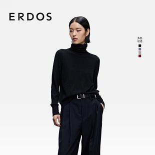 善系列 25年秋新品 ERDOS 精纺樽领羊绒衫 高领百搭针织衫 女装
