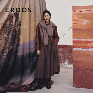 半精纺毛呢伞裙25年秋冬新品 ERDOS 挺括裙子半身裙装 刘雯同款