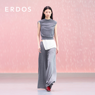 圆领纯羊绒针织背心女春抽绳内搭上衣 ERDOS 秀场同款