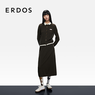 学院风小A字半身裙子裙装 ERDOS 山羊绒绞花女士半裙25年秋冬新品