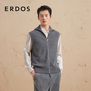 ERDOS 高领单畦绒毛棉混纺背心秋冬拉链休闲宽松外套男