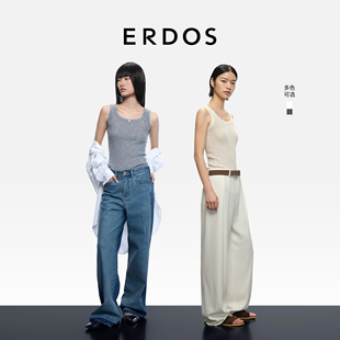 纯色内搭 轻薄无袖 ERDOS 精纺羊绒圆领女士套头背心25年秋冬新品