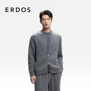 精纺 26年早春新品 ERDOS 棒球领羊绒开衫 老钱风针织外套 男装