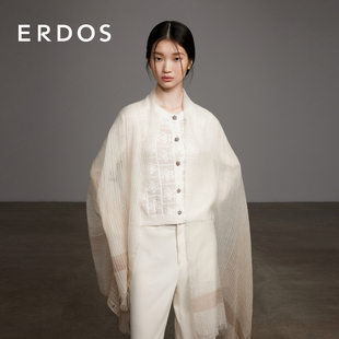 亮片时尚 精纺拼色披肩女春夏薄款 ERDOS 通勤围巾 纯羊绒