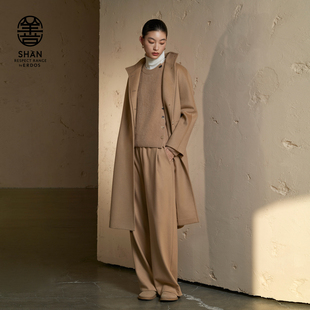 初绒立领大衣秋冬女驼色茧型长款 ERDOS 外套 羊绒
