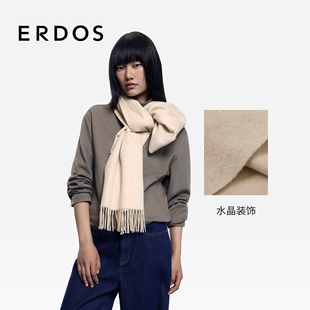 35cm 水波纹20支单股流苏披肩170 ERDOS 纯山羊绒围巾25年秋冬新品