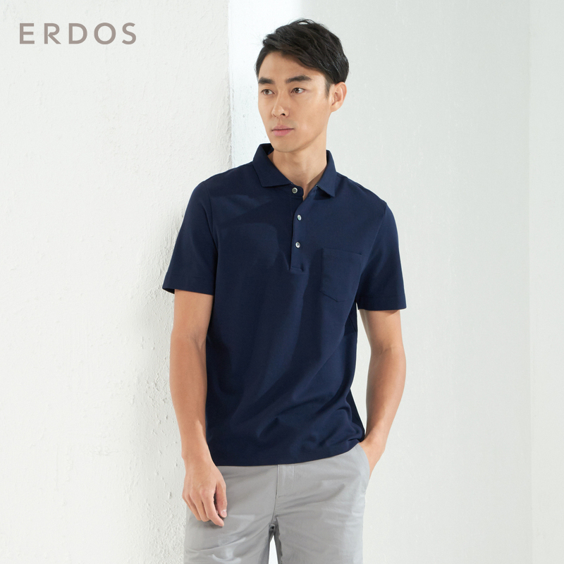 ERDOS 18春夏新品简约撞色纯棉翻领男半袖男T恤POLO衫 E185H3009