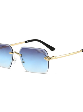 墨镜无边框太阳镜多边形渐变色