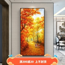 装 欧式 走廊美式 玄关油画手绘黄金满地大道简约轻奢鹿风景中式 饰画