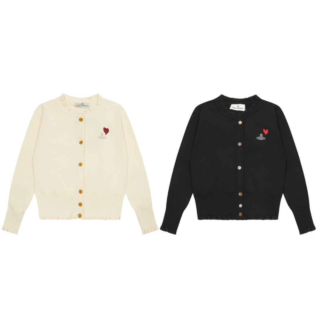 2025西太后土星ss秋冬款薇薇安经典款刺绣纯色羊毛针织开衫毛衣