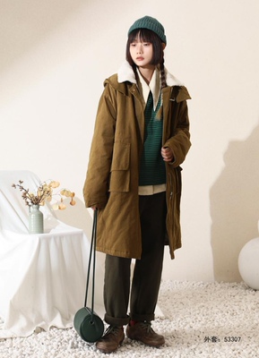 设计感小众中长款棉服外套