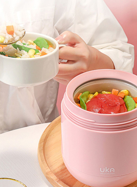 UKA优家保温桶大容量便携饭盒微波炉专用加热玻璃内胆家用焖烧杯
