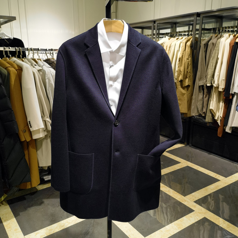高端弹力绵羊毛混纺西装领风衣男新款舒适休闲帅气上班外套诺丁山