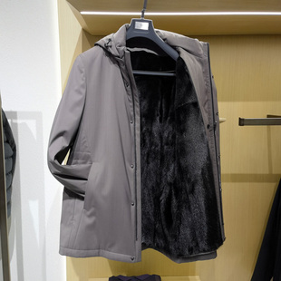 高端大气水貂毛皮裘皮真皮草男士冬季新款山羊绒商务保暖外套方仕