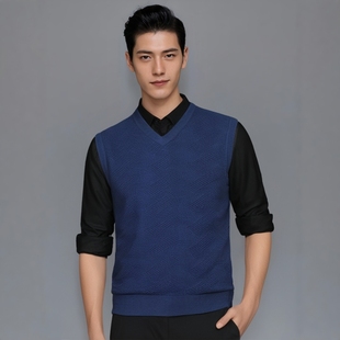V领保暖秋冬新款针织背心男士商务舒适马甲开衫针织坎肩 赫祖丁