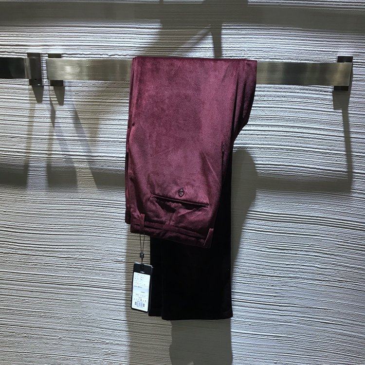 清仓 高端秋冬条绒裤休闲裤男士柔软酒红色条纹长裤 方仕旗下品牌