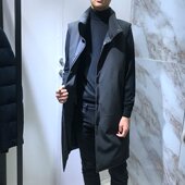 帅气白鸭绒羽绒服羽绒马甲背心H 商务休闲黑色新潮流时尚 长款 冬季