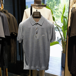 纯桑蚕丝高端商务翻领短袖T恤男夏季新款休闲时尚舒适体恤 诺丁山